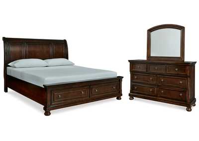 Porter King Sleigh Bed with Mirrored Dresser,Millennium