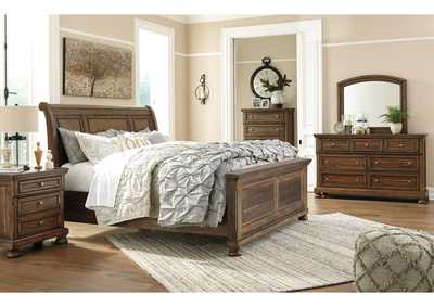 Flynnter Queen Panel Bed with 2 Storage Drawers with Mirrored Dresser, Chest and Nightstand,Signature Design By Ashley