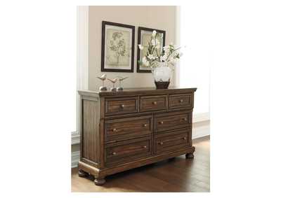 Flynnter King Sleigh Bed with 2 Storage Drawers with Dresser,Signature Design By Ashley