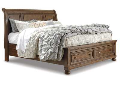 Flynnter King Sleigh Bed with 2 Storage Drawers with Mirrored Dresser and 2 Nightstands,Signature Design By Ashley