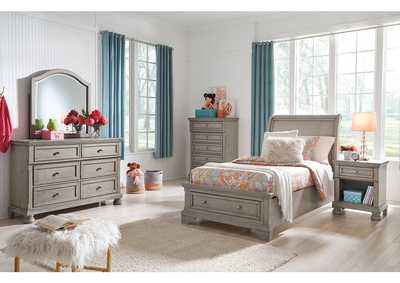 Lettner Twin Sleigh Bed with Mirrored Dresser and 2 Nightstands,Signature Design By Ashley
