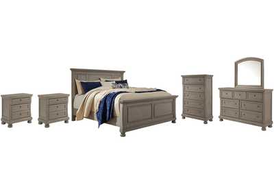 Image for Lettner Queen Panel Bed with Mirrored Dresser, Chest and 2 Nightstands