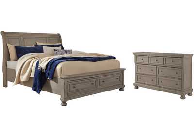 Image for Lettner King Sleigh Bed with 2 Storage Drawers with Dresser