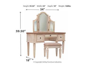 Realyn Full Panel Bed, Dresser, Mirror, 3-Piece Vanity and Nightstand,Signature Design By Ashley