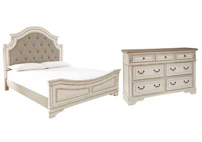 Image for Realyn California King Upholstered Panel Bed with Dresser