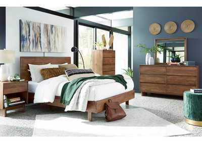 Isanti Bed with Mirrored Dresser and 2 Nightstands,Millennium
