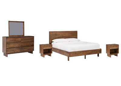 Isanti Queen Panel Bed with Mirrored Dresser and 2 Nightstands,Millennium