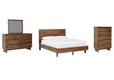 Isanti California King Panel Bed with Mirrored Dresser and Chest,Millennium