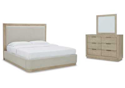 Image for Hennington Queen Upholstered Bed with Mirrored Dresser