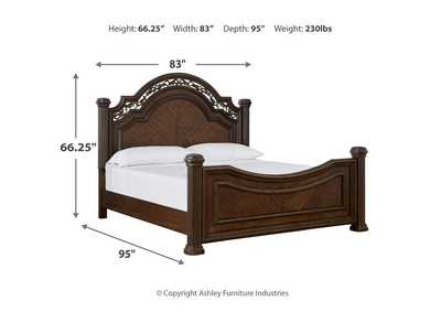 Lavinton King Poster Bed with Mirrored Dresser, Chest and 2 Nightstands,Signature Design By Ashley