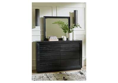 Londer California King Panel Bed with Mirrored Dresser, Chest and 2 Nightstands,Millennium