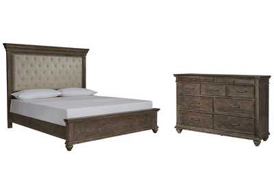 Johnelle California King Upholstered Panel Bed with Dresser,Millennium
