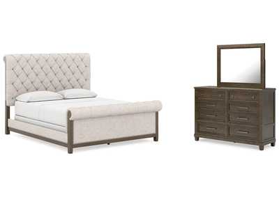 Image for Hillcott California King Upholstered Bed with Mirrored Dresser