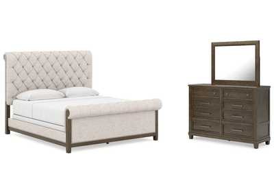 Image for Hillcott King Upholstered Bed with Mirrored Dresser