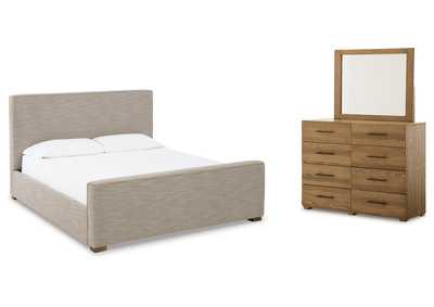 Dakmore Queen Upholstered Bed, Dresser and Mirror