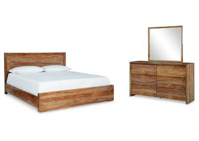 Dressonni California King Panel Bed with Mirrored Dresser,Signature Design By Ashley