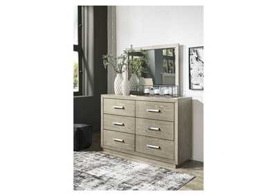 Fawnburg Queen Panel Bed with Storage with Mirrored Dresser, Chest and 2 Nightstands,Millennium