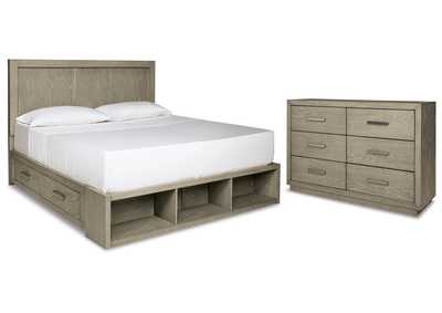 Fawnburg Queen Panel Bed with Storage with Dresser,Millennium