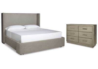Fawnburg Queen Upholstered Bed with Storage with Dresser,Millennium