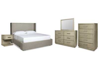 Image for Fawnburg Queen Upholstered Bed with Mirrored Dresser, Chest and Nightstand