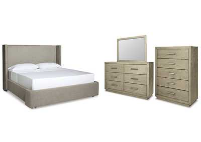 Image for Fawnburg Queen Upholstered Bed with Mirrored Dresser and Chest