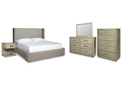 Image for Fawnburg King Upholstered Bed with Mirrored Dresser, Chest and Nightstand