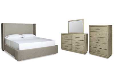 Image for Fawnburg King Upholstered Bed with Mirrored Dresser and Chest