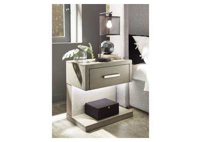 Fawnburg King Panel Bed with Storage with Mirrored Dresser and 2 Nightstands,Millennium