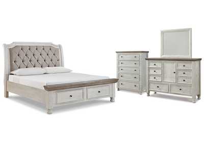 Havalance King Sleigh Bed with Storage with Mirrored Dresser and Chest,Millennium