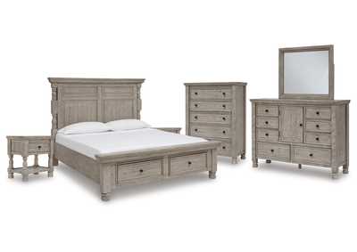 Image for Harrastone California King Panel Bed with Mirrored Dresser, Chest and 2 Nightstands
