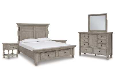 Image for Harrastone King Panel Bed with Mirrored Dresser and 2 Nightstands