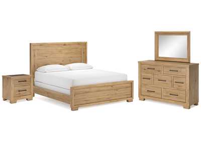 Galliden California King Panel Bed with Mirrored Dresser and Nightstand,Signature Design By Ashley