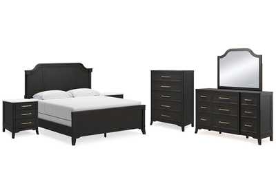 Image for Welltern California King Panel Bed with Mirrored Dresser, Chest and 2 Nightstands