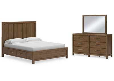 Cabalynn California King Panel Bed with Storage with Mirrored Dresser,Signature Design By Ashley