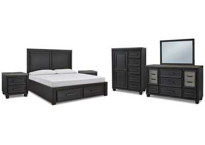 Foyland Queen Panel Storage Bed with Mirrored Dresser, Chest and 2 Nightstands,Signature Design By Ashley