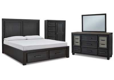 Foyland King Panel Storage Bed with Mirrored Dresser and Chest,Signature Design By Ashley