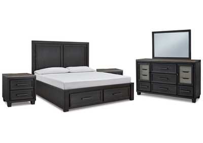 Foyland King Panel Storage Bed with Mirrored Dresser and 2 Nightstands,Signature Design By Ashley