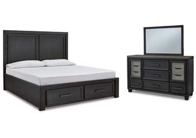 Image for Foyland King Panel Storage Bed, Dresser and Mirror