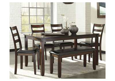 Coviar Dining Table and Chairs with Bench (Set of 6),Signature Design By Ashley