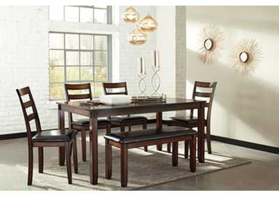 Coviar Dining Table and Chairs with Bench (Set of 6),Signature Design By Ashley