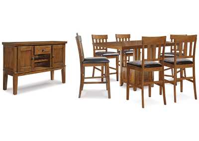 Ralene Counter Height Dining Table and 6 Barstools with Storage Set,Signature Design By Ashley