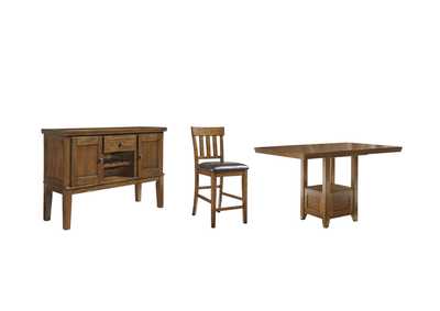 Ralene Counter Height Dining Table and 6 Barstools with Storage,Signature Design By Ashley