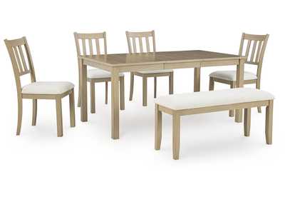 Calmoro Dining Table and 4 Chairs and Bench