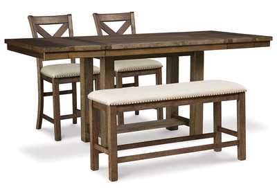 Moriville Counter Height Dining Table and 2 Barstools and Bench