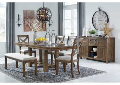 Moriville Dining Table and 4 Chairs and Bench,Signature Design By Ashley