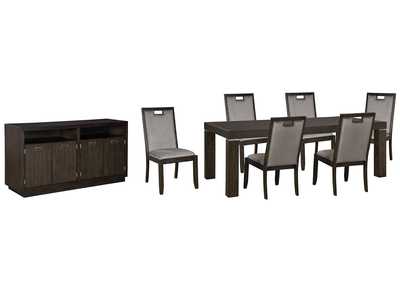 Hyndell Dining Table and 6 Chairs with Storage,Signature Design By Ashley