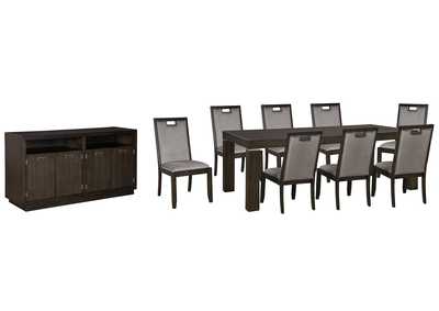Hyndell Dining Table and 8 Chairs with Storage,Signature Design By Ashley