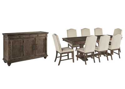 Johnelle Dining Table and 8 Chairs with Storage,Millennium