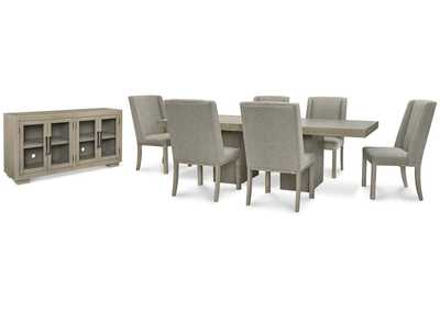 Fawnburg Dining Table and 6 Chairs with Storage,Millennium