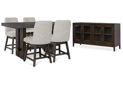 Burkhaus Counter Height Dining Table and 4 Barstools with Storage,Signature Design By Ashley